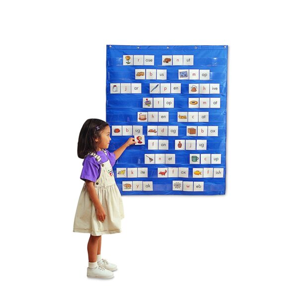 Learning Resources Standard Pocket Chart, 10 Horizontal Pockets, Large Storage Pocket, Includes Activity Guide, Wall or Stand Mountable, Ideal for Read Write Inc Framework