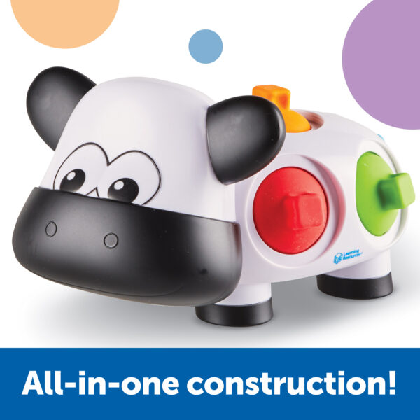 Learning Resources Dottie the Fine Motor Cow, Toddler Fine Motor Skills Toy with Sensory Pop-In Dots, Color Recognition and Fidget Play for Ages 18 Months+