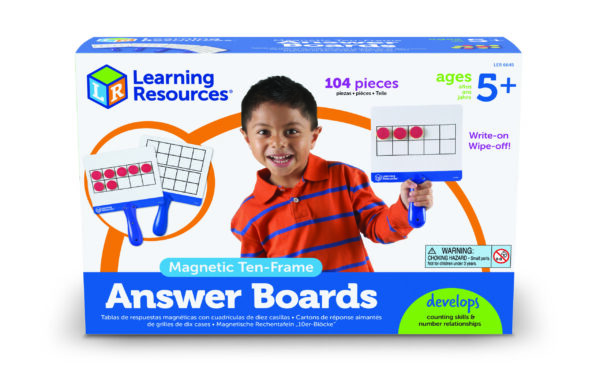 Learning Resources Magnetic Ten Frame Answer Boards, Set of 4 Double-Sided Boards with 100 Magnetic Disks, Early Maths Learning for Ages 5 Plus