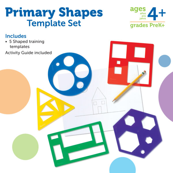Learning Resources Primary Shapes Template Set, 5 Geometry Templates, Ages 4+, Hands-On 2D Shape Learning