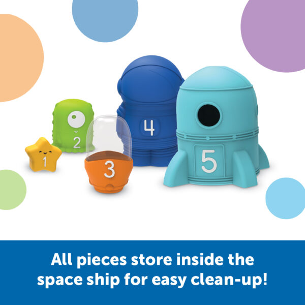 Learning Resources Nesting Space Surprise, Numbered Nesting Toy Set with Rocket, Astronaut, and More, Fine Motor and Counting Toy for Toddlers Ages 18 Months and Up