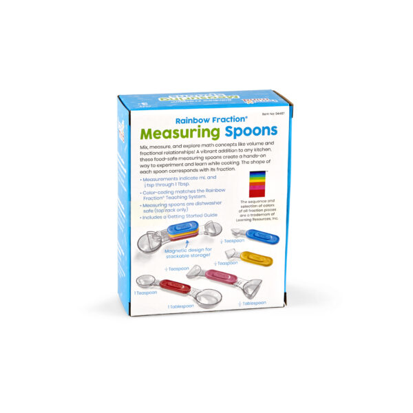 Learning Resources Rainbow Fraction Measuring Spoons, Set of 4 Magnetic, Colour-Coded Spoons, Food Safe, Dishwasher Safe, Ages 3+