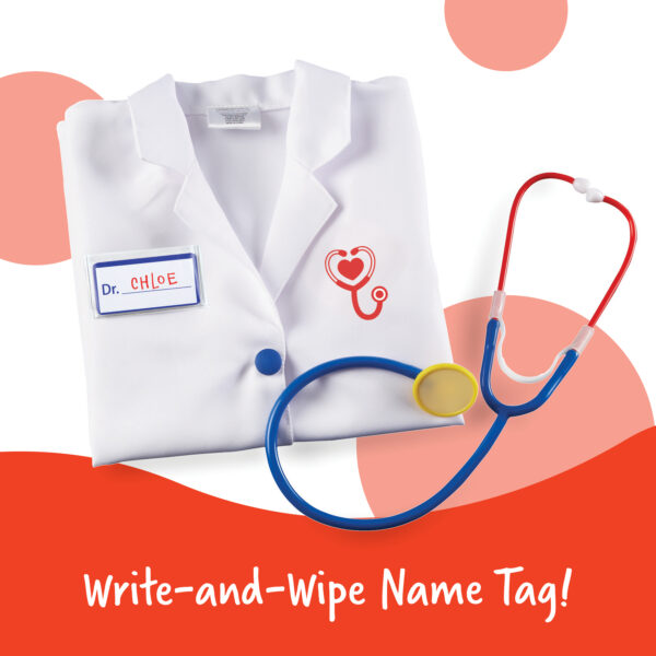 Learning Resources Doctor Play Set, Kids’ Doctor Costume with Coat, Stethoscope & Name Badge, Pretend Play Dress-Up for Ages 3–6