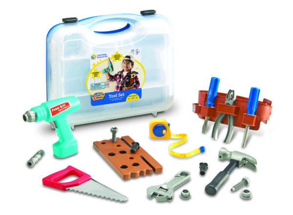Learning Resources Pretend & Play Work Belt Tool Set, Kids Tool Kit with Battery-Powered Drill and Carry Case, Imaginative Role Play for Ages 3+