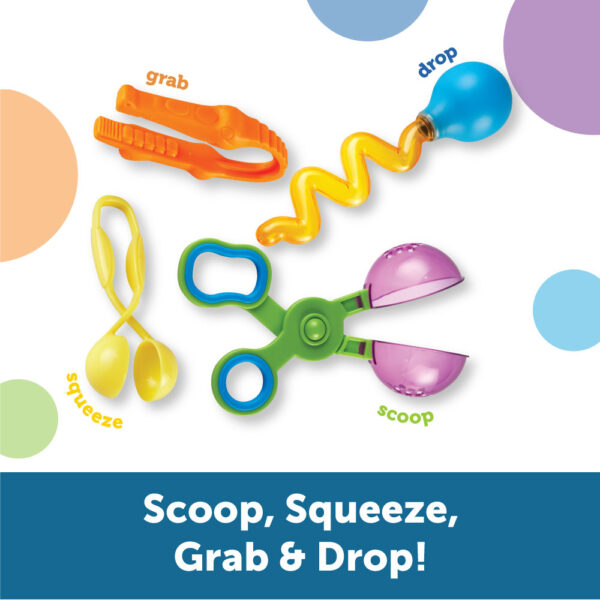 Learning Resources Helping Hands Fine Motor Tool Set, 4-Piece Montessori Sensory Play Tools for Toddlers