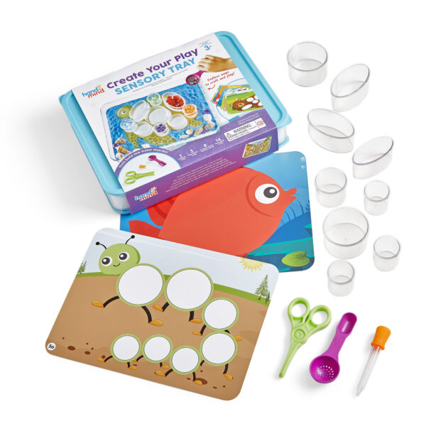 Learning Resources Create Your Play Sensory Tray, Open-Ended Sensory Play & Fine Motor Skill Development, Includes 3-Piece Tray, 14 Cups, 3 Tools & 8 Activity Cards, Easy to Clean, Ages 3+