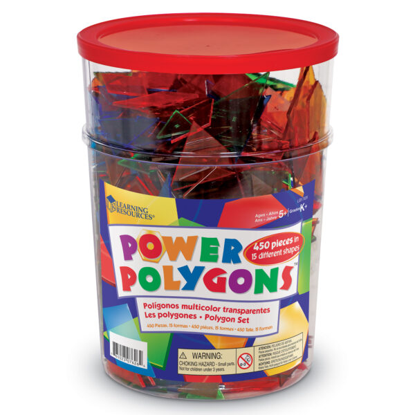 Learning Resources Educational Power Polygon Set, 450 Translucent 2-D Shapes for Geometry Learning and Classroom Activities