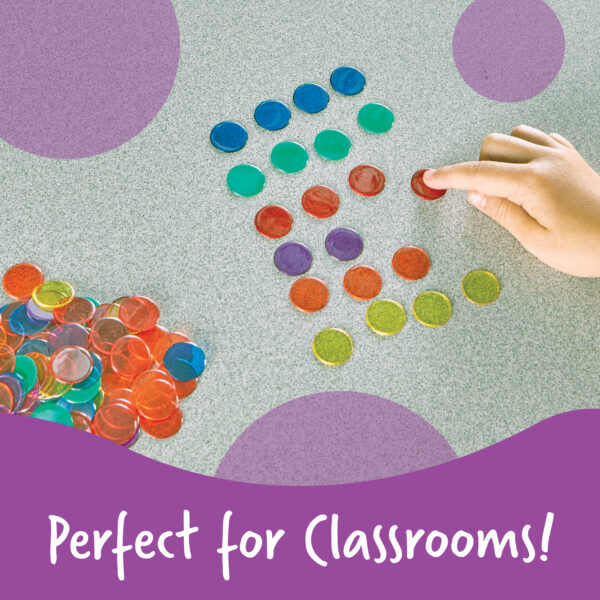 Learning Resources Transparent Counters, Set of 250 Colourful 2cm Counters for Maths Activities, Ages 5 Plus