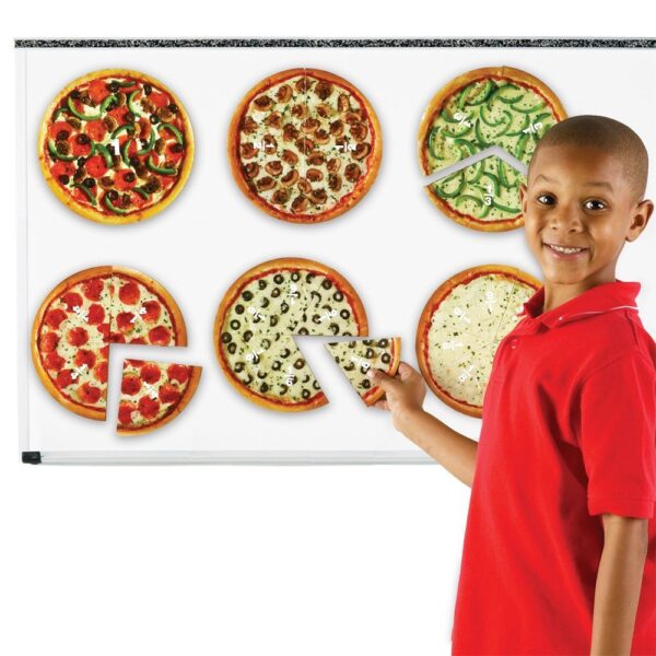 Learning Resources Magnetic Pizza Fractions, Hands-On Fraction Learning Tool, Includes Whole, Halves, Thirds, Quarters, Sixth and Eighth Fractions, Ideal for Demonstrations, Includes Activity Guide, For Ages 6+