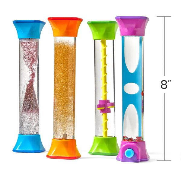 Learning Resources Sensory Fidget Tubes, Set of 4 Calming Visual Sensory Toys for Focus and Relaxation, Ages 3+