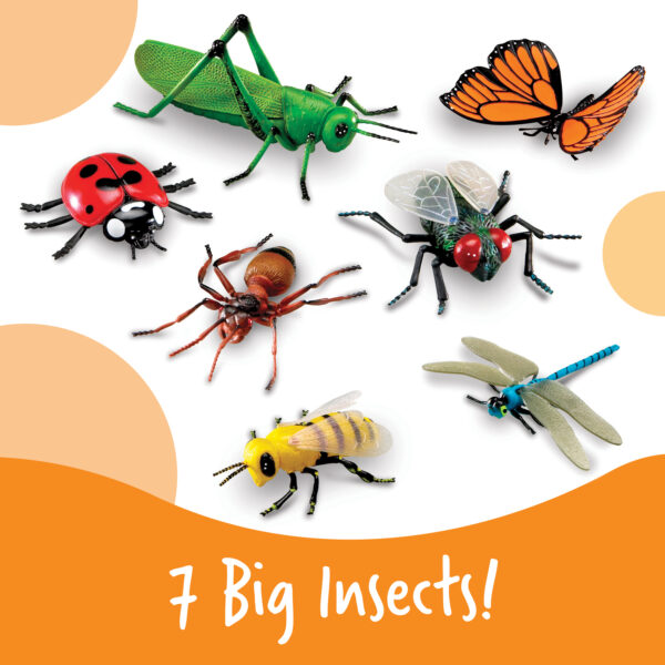 Learning Resources Jumbo Insects Toy Set, 7-Piece Realistic Bug Figures for Kids Imaginative Play and Early Learning