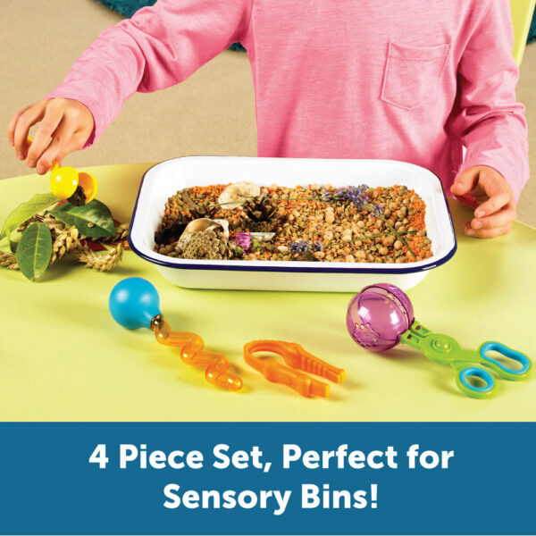 Learning Resources Helping Hands Fine Motor Tool Set, 4-Piece Montessori Sensory Play Tools for Toddlers