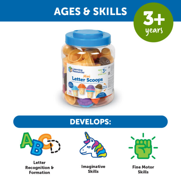 Learning Resources Educational Ice Cream Alphabet Toy Set for Preschool Kids, 26 Matching Pieces for ABC Learning and Imaginative Play