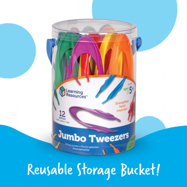 Learning Resources Primary Science Jumbo Tweezers (Set of 12), Develops Fine Motor Skills, Brightly Colored, Ergonomic Grip, Ideal for Young Learners, Ages 5+
