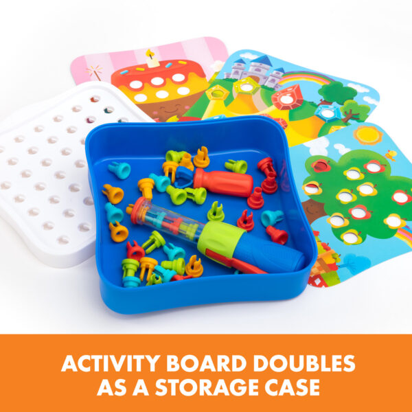 Learning Resources Design & Drill Rivet Pop Workshop, 54-Piece STEM Construction Toy with Activity Cards, Fine Motor Skill Builder for Ages 3+