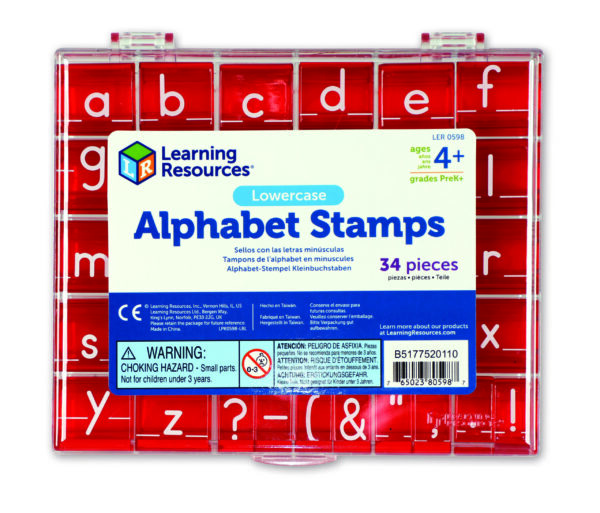Learning Resources Lowercase Alphabet Stamps, Early Literacy Learning, Includes 8 Punctuation Stamps & Storage Tray, Easy-to-Hold Design, Learning Resources