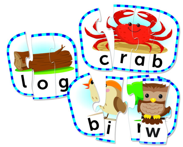Learning Resources Spelling Puzzle Cards, 20 Self-Correcting Word Puzzles for Preschool and Early Literacy Skills, Ages 4+