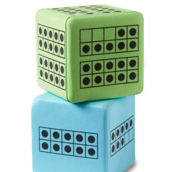 Learning Resources Hand2Mind Ten Frame Dice, Set of 12, Foam Maths Dice for Counting, Number Bonds & Subitizing (Ages 5+)