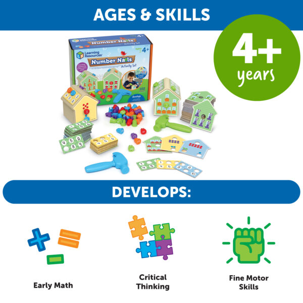 Learning Resources Number Nails Activity Set, Preschool Maths Game for Counting and Sequencing, Fine Motor and Early Math Skills Toy, Ages 3+