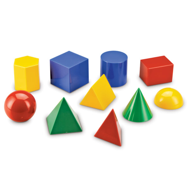 Learning Resources Large Plastic Geometric Shapes Set, 10 Durable 3D Shapes with 8cm Dimensions, Hands-On Math and STEM Learning for Ages 8+