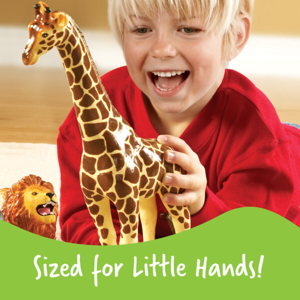 Learning Resources Jumbo Jungle Animals Toy Set, 5-Piece Realistic Wild Animal Figures for Kids Imaginative Play and Early Learning