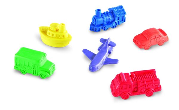 Learning Resources Mini Motors Counters, 72-Piece Set of Vehicle Counters for Counting, Sorting, and Imaginative Play, Includes Storage Tub, Ages 3 Plus