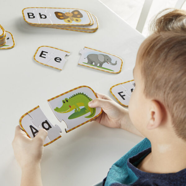 Learning Resources Upper and Lowercase Alphabet Puzzle Cards, 26 Self-Correcting Three-Piece Puzzles for Preschool Learning, Ages 4 Plus