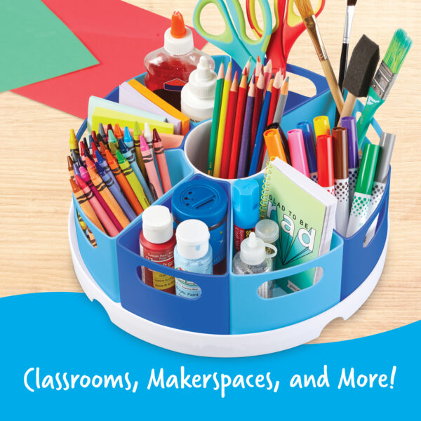 Learning Resources Create-a-Space Storage Centre, Desk Organiser with 8 Removable Containers, Classroom, Home, or Office Supplies Storage, 30cm Diameter Tray, Ages 3+
