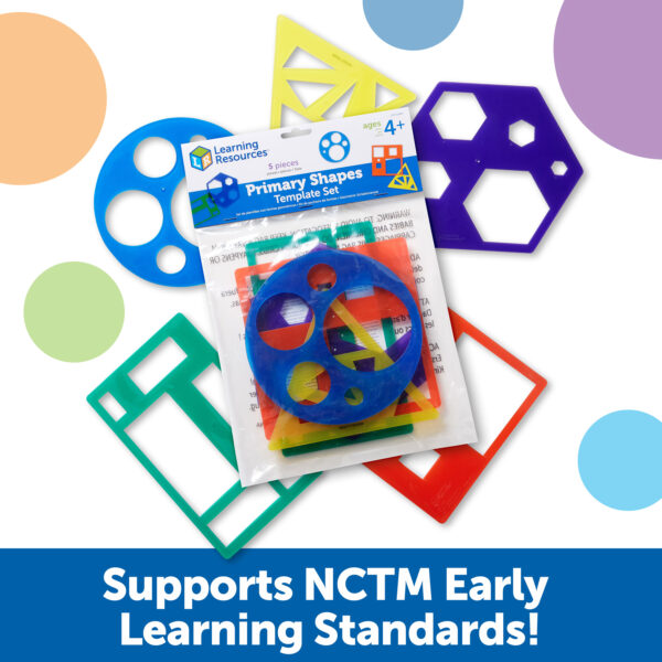 Learning Resources Primary Shapes Template Set, 5 Geometry Templates, Ages 4+, Hands-On 2D Shape Learning