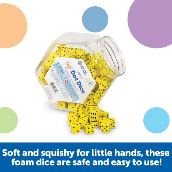 Learning Resources Soft Foam Dot Dice, Set of 200, Quiet and Durable Dice for Classroom Games, Maths Activities, and Probability Learning