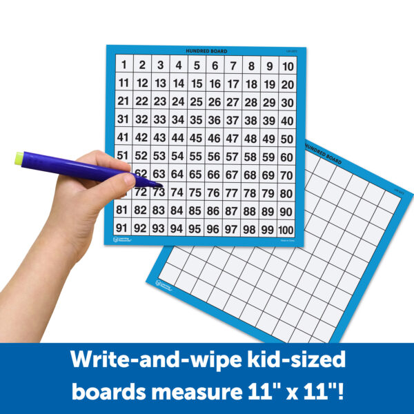 Learning Resources Laminated Hundred Boards, Set of 10 Double-Sided Dry-Erase Grids, 1–100 Counting Aid for Kids, Ages 5+