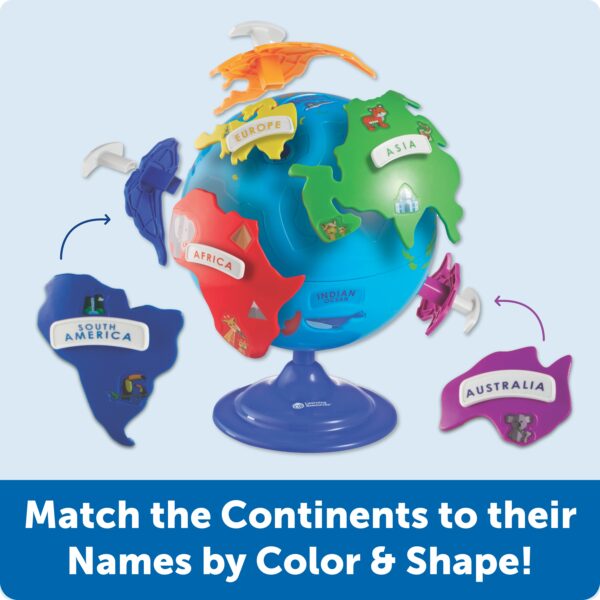Learning Resources Puzzle Globe for Kids, Interactive Geography Toy with Removable Continents, Landmark Details and Rotating Base, Early Learning Globe for Ages 3+