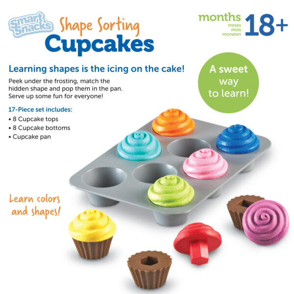 Learning Resources Smart Snacks Shape Sorting Cupcakes, Educational Toy for Toddlers, Teaches Shapes, Colours and Fine Motor Skills, Ages 18 Months and Up
