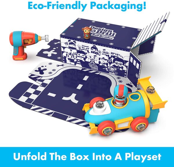 Learning Resources Design and Drill Bolt Buddies Race Car, STEM Construction Toy with Kid-Friendly Power Drill and Figures, Ages 3 Plus