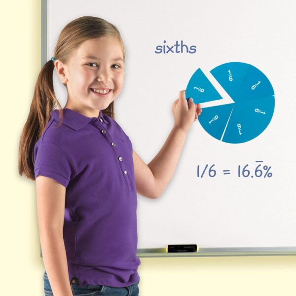 Learning Resources Double-Sided Magnetic Demonstration Rainbow Fraction Circles, Visualize Fractions and Percentages, Ideal for Whiteboard Demonstrations, Includes 9 Magnetic Circles and Activity Guide, For Ages 6+