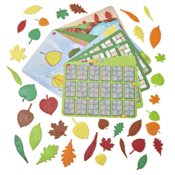 Learning Resources Sensory Leaves Math Activity Set, 36 Leaf-Shaped Counters and 10 Activity Cards, Early Math and Pattern Play, Made from 100 Percent Recycled Plastic, Ages 3+