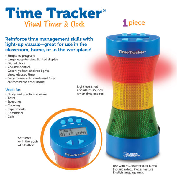 Learning Resources Time Tracker 2.0 Classroom Timer, Visual and Auditory Timer for Kids with Color-Coded Display (Ages 4+)