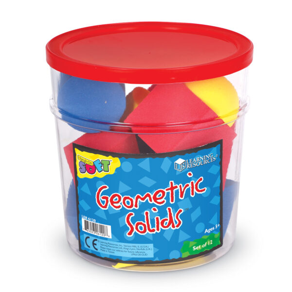 Learning Resources Hands-On Soft Geosolids, Soft Foam 3D Shapes, Set of 12, Ages 5+, Geometry Practice for Kids