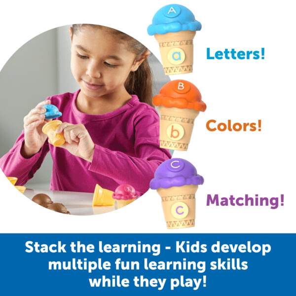 Learning Resources Educational Ice Cream Alphabet Toy Set for Preschool Kids, 26 Matching Pieces for ABC Learning and Imaginative Play