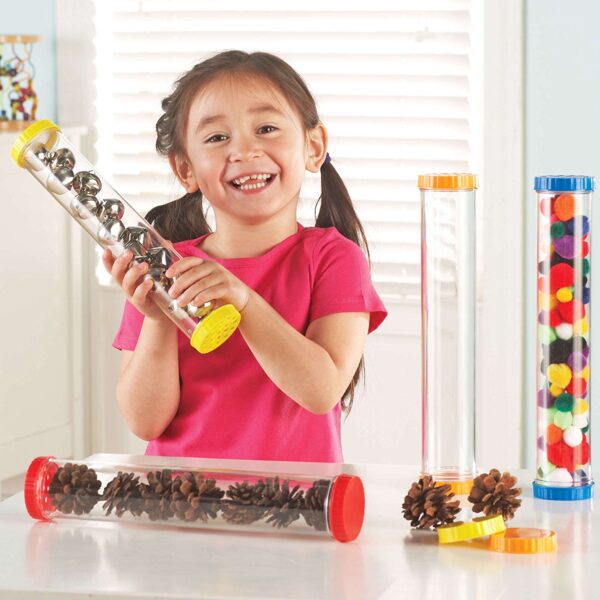 Learning Resources Primary Science Sensory Tubes, Sensory Exploration and Early Scientific Discovery, Set of 4 with Solid and Vented Lids, Ages 2+