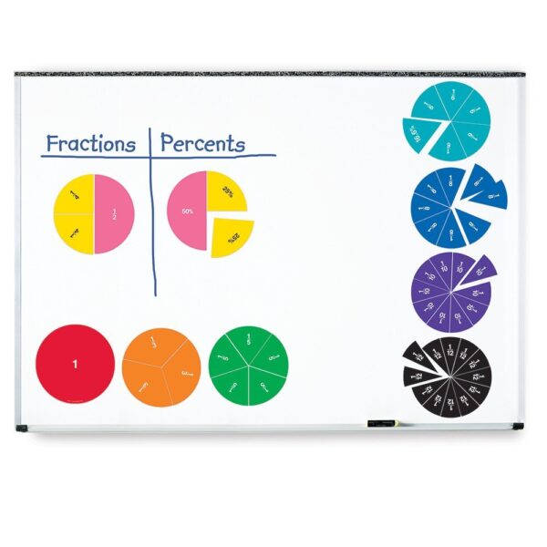 Learning Resources Double-Sided Magnetic Demonstration Rainbow Fraction Circles, Visualize Fractions and Percentages, Ideal for Whiteboard Demonstrations, Includes 9 Magnetic Circles and Activity Guide, For Ages 6+