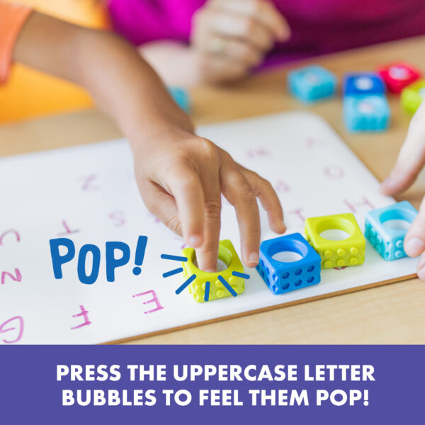 Learning Resources Alphabet BubbleBrix, Sensory Fidget ABC Learning Bricks, 42 Interlocking Alphabet Bricks in Carry Bucket, Ages 3+
