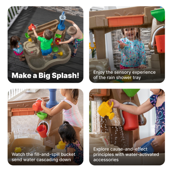 Step2 Pump & Splash Discovery Pond, Indoor and Outdoor Water Table and Sensory Playset Rain Shower Wall, 10 Piece Accessories Set, Backyard Activity Centre,  Suitable for Boys and Girls Aged 2+