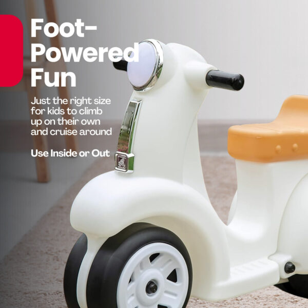 Step2 Kids Ride Along Scooter, Single Seater Easy to Store Ride On Toy with Rear Storage Slot, Suitable for Children both Boys and Girls Aged 18m and Above, White