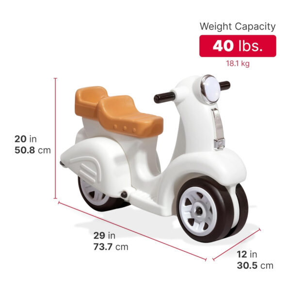 Step2 Kids Ride Along Scooter, Single Seater Easy to Store Ride On Toy with Rear Storage Slot, Suitable for Children both Boys and Girls Aged 18m and Above, White