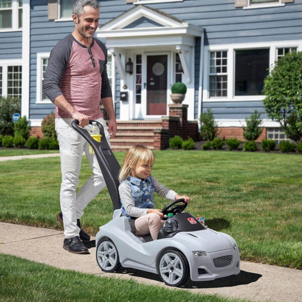 Step2 Whisper Ride Cruiser, Single Seater Kids Push Car, Easy to Store Ride On Toy with Seatbelt, Horn and Storage Trunk, Suitable for Children both Boys and Girls Aged 18m and Above, Gray
