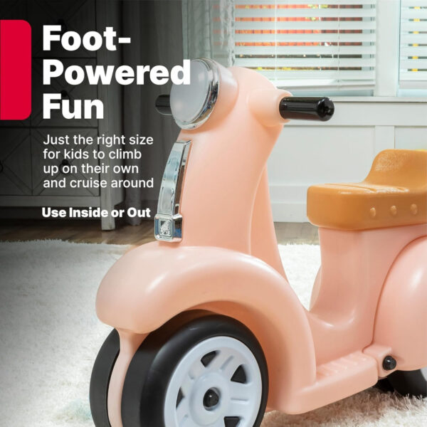 Step2 Kids Ride Along Scooter, Single Seater Easy to Store Ride On Toy with Rear Storage Slot, Suitable for Children both Boys and Girls Aged 18m and Above, Pink