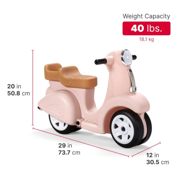 Step2 Kids Ride Along Scooter, Single Seater Easy to Store Ride On Toy with Rear Storage Slot, Suitable for Children both Boys and Girls Aged 18m and Above, Pink