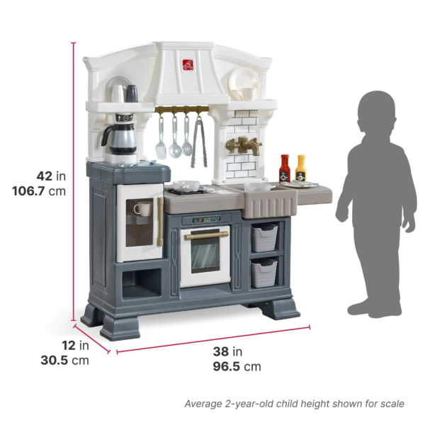 Step2 Gilded Gourmet Kitchen, Kitchen Playset with 25 Piece Accessories Including Pots and Pans, Folk and Spoon, Indoor and Outdoor Roleplay ToySuitable for Children both Boys and Girls Aged 2+