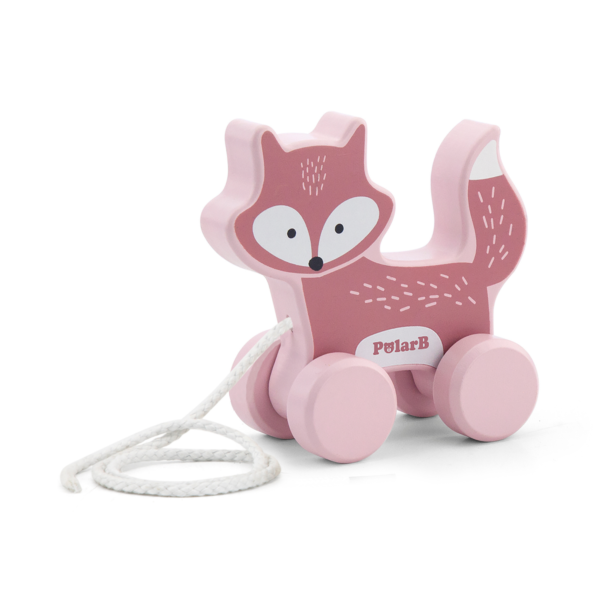 PolarB Wooden Fox Pull-Along and Stacker Toy Set, Educational Toddler Toys for Walking, Fine Motor Skills, and Color Recognition, Ages 18 Months+
